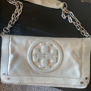 Metallic Distressed Leather Tory Burch